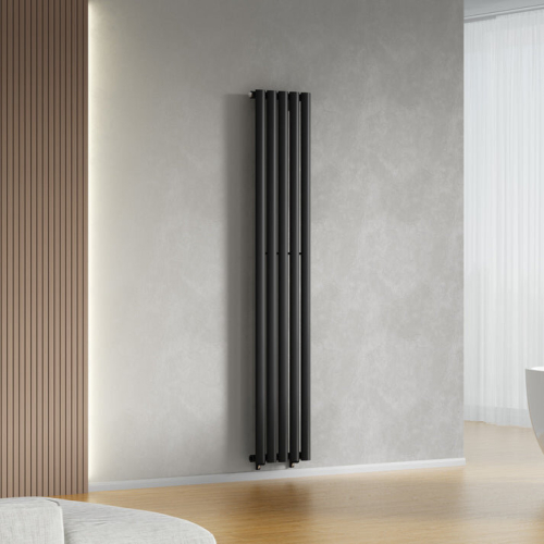 (Black) 300 x 1600mm Column Radiator Single Oval Panel Radiator 1