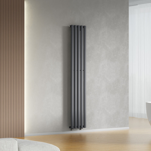 (Anthracite Gray) 300 x 1600mm Column Radiator Single Oval Panel Radiator 1