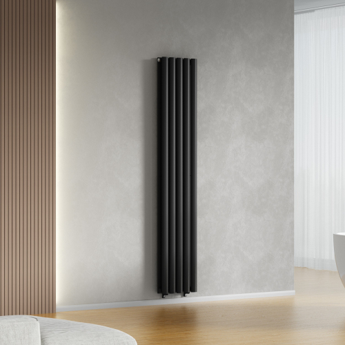 (Black) 300 x 1600mm Column Radiator Double Oval Panel Radiator 1