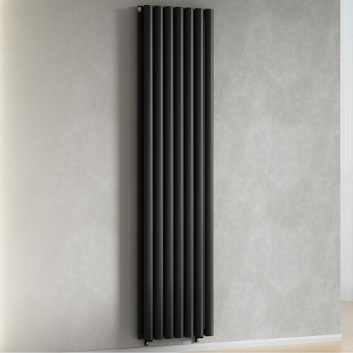 (Black) 420 x 1600mm Column Radiator Double Oval Panel Radiator