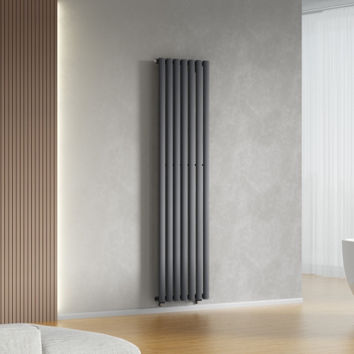 (Anthracite Gray) 420 x 1600mm Column Radiator Single Oval Panel Radiator 1
