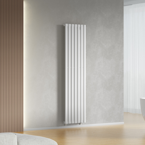 (White) 420 x 1600mm Column Radiator Single Oval Panel Radiator 1
