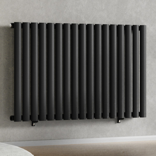 (Black) 1020 x 600mm Column Radiator Single Oval Panel Radiator