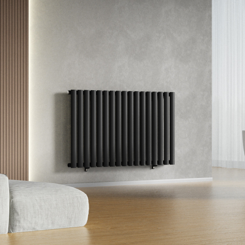 (Black) 1020 x 600mm Column Radiator Single Oval Panel Radiator 1