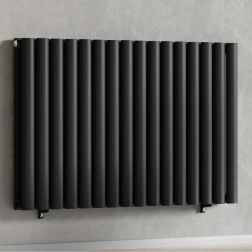 (Black) 960 x 600mm Column Radiator Double Oval Panel Radiator