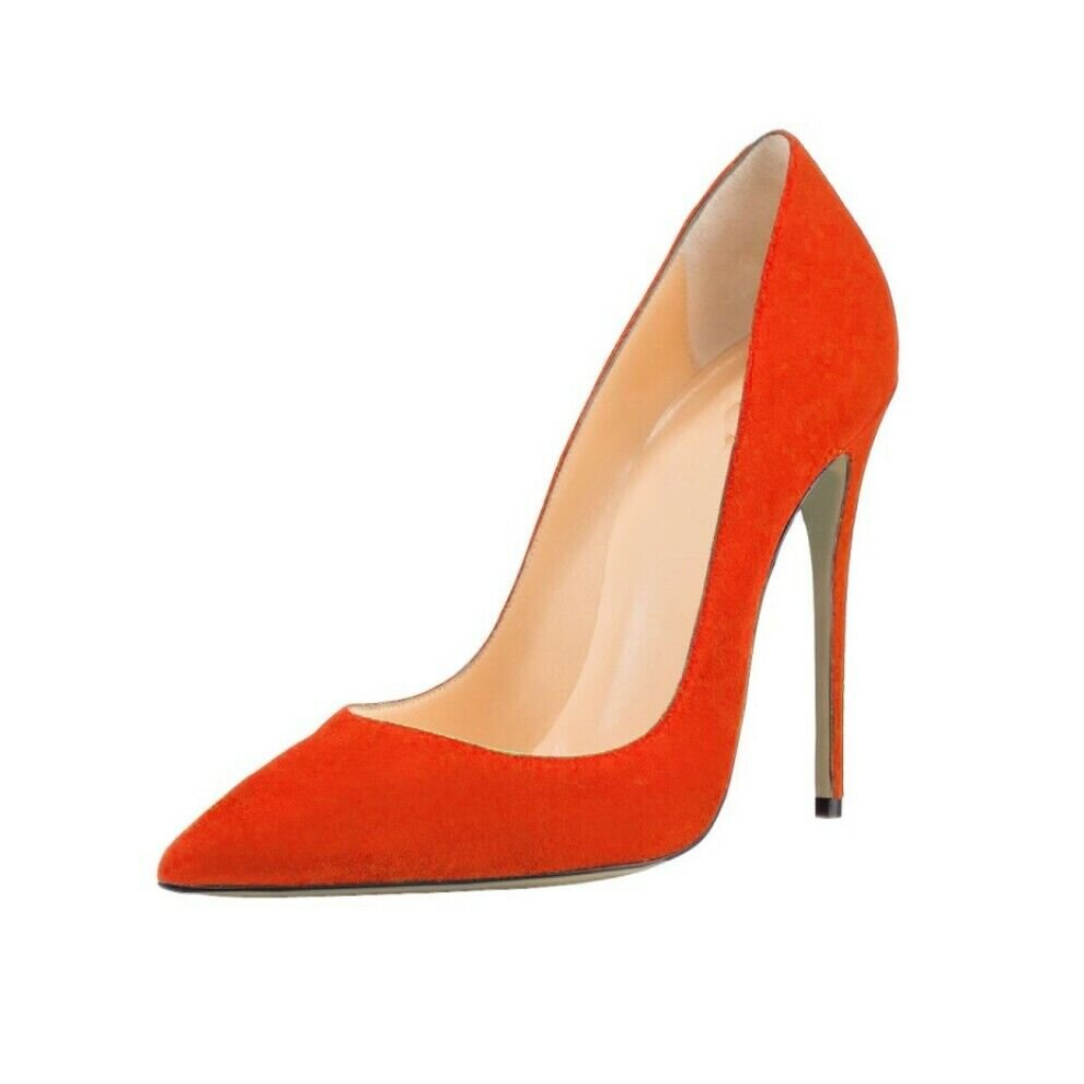 (US8 UK6 AU7 EUR 39, Orange red) Size 36-45 Ladies OL Pumps High Stilettos Heels Pointy Toe Slip on Casual Shoes