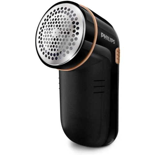 PHILIPS Fabric Shaver Black - Lint & Fuzz Remover with 3-Hole Sizes, Adjustable Blade, Easy Empty, Includes Batteries