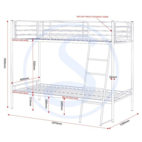 Seconique Seconique Brandon 3ft Metal Bunk Bed - Silver 2