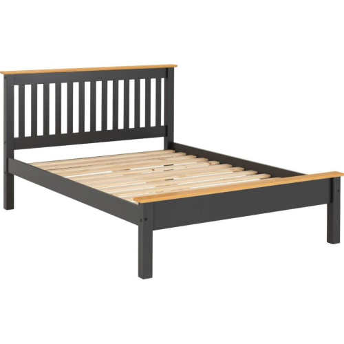 Seconique Monaco 5ft Kingsize Bed Frame Low Foot End in Gey and Oak Effect 1