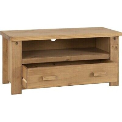 Seconique Seconique Tortilla 1 Drawer Flat Screen TV Unit - Distressed Waxed Pine 1