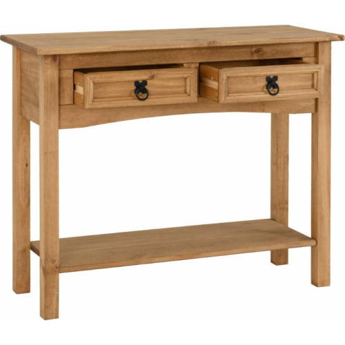 Seconique Corona Distressed Waxed Pine 2 Drawer Console Table 1