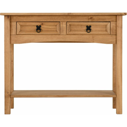 Seconique Corona Distressed Waxed Pine 2 Drawer Console Table 2
