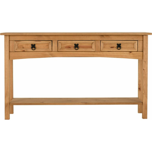 Seconique Seconique Corona Solid Mexican Waxed Pine Large Console Table with 3 drawers and shelf 2