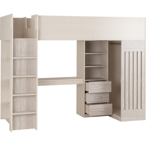 Seconique Jupiter High Sleeper Bed Storage Frame in White and Grey 2 Man Delivery 1