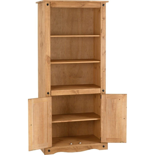 Seconique Corona 2 Door Display Unit/Bookcase - Distressed Waxed Pine 2