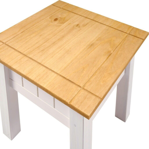 Seconique Panama Lamp End Table in White and Natural Wax Finish 2