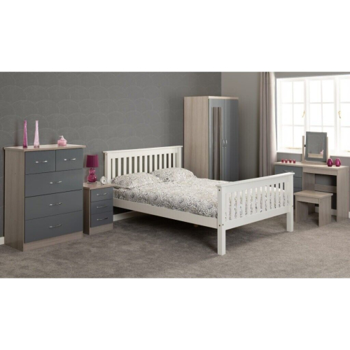 Seconique Matteo 4'6" Bed High Foot End - White 1