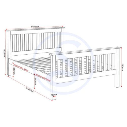Seconique Matteo 4'6" Bed High Foot End - White 2