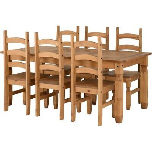 Seconique Seconique Corona Mexican Pine 6ft Dining Set - Supplied with 6 Pine Chairs 1