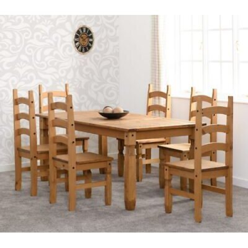 Seconique Seconique Corona Mexican Pine 6ft Dining Set - Supplied with 6 Pine Chairs 2