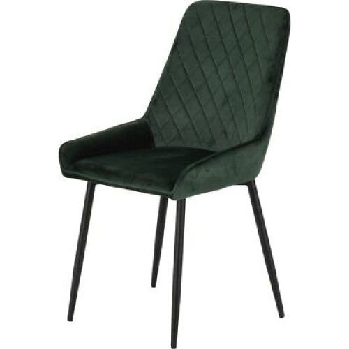 Seconique Quebec Straight Edge Dining Set Medium Oak Effect with Green Velvet Chairs 2