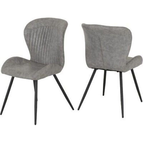 Seconique Quebec Dining Set Concrete Effect Wave Edge with 4 Grey Faux Leather Chairs 2