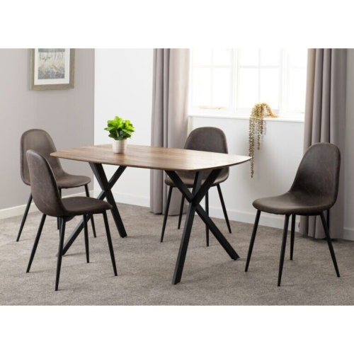 Seconique Athens Rectangular Dining Set Table and 4 Chairs in Medium Oak Effect and Black 1