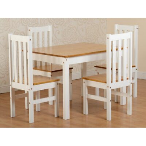 Seconique Seconique Ludlow Pine 4 Seater Dining Set - Oak & White Lacquer Finish 2