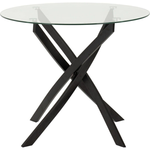 Seconique Sheldon Round Clear Glass Top Dining Table with Black Legs 2