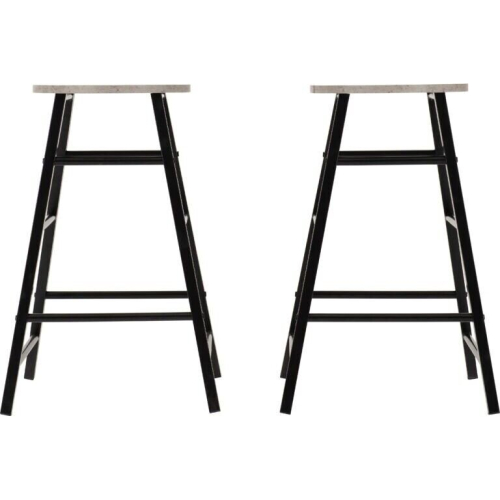 Athens Industrial Style Bar Stools Concrete Effect Seat with Metal