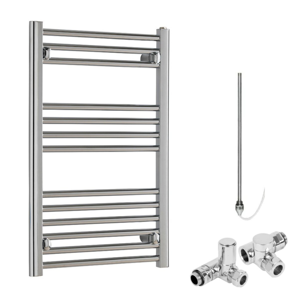 (50Cm, 80Cm) Bray Straight Or Flat Heated Towel Rail / Warmer / Radiator, Chrome - Dual Fuel, X 5056046207298