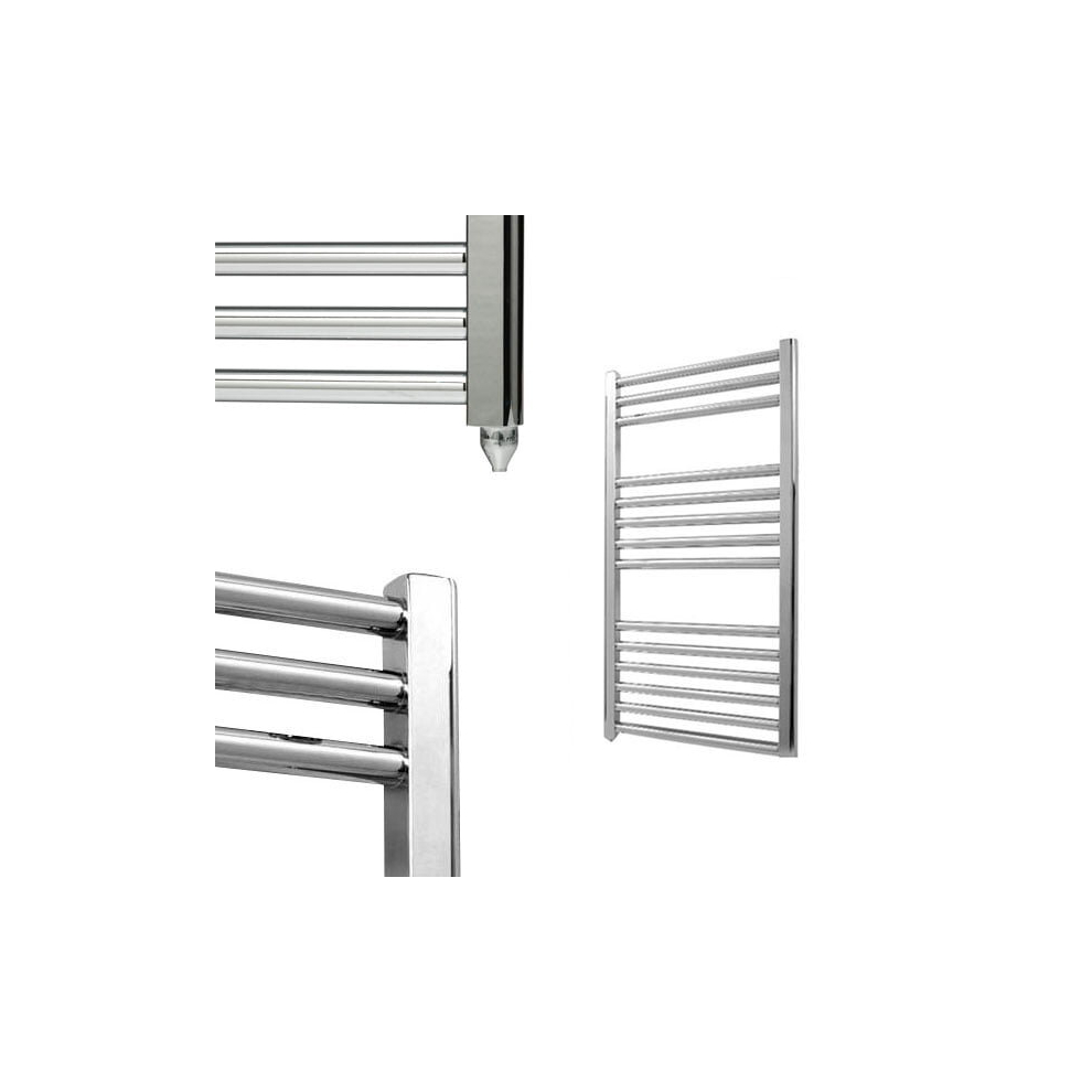 (50Cm, 80Cm) Bray Straight Or Flat Heated Towel Rail / Warmer / Radiator, Chrome - Electric 5056046207465
