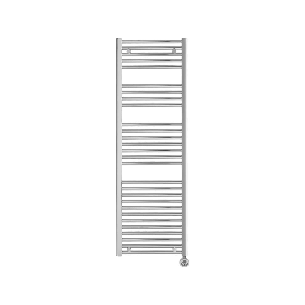 Bray Straight Towel Warmer / Heated Bathroom Towel Rail, Chrome - Electric, Thermostat + Timer 1400 500 5056046266363