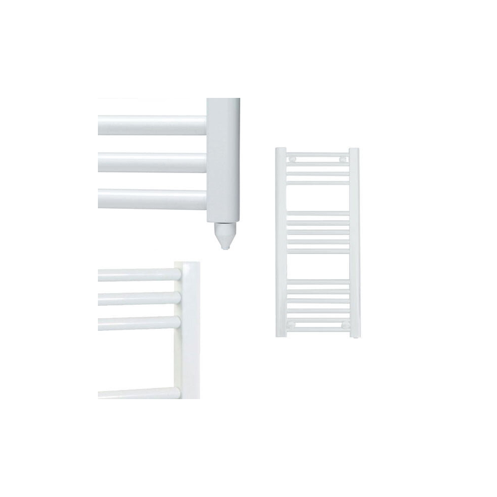 (40cm, 80cm) BRAY Straight or Flat Heated Towel Rail / Warmer / Radiator, White - Electric