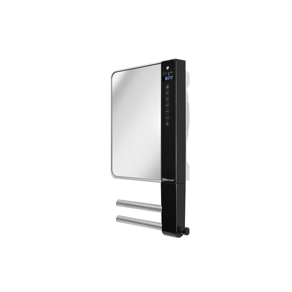 (Mirror) Radialight Windy, Designer Electric Bathroom Fan Heater with Towel Bars, 1800W
