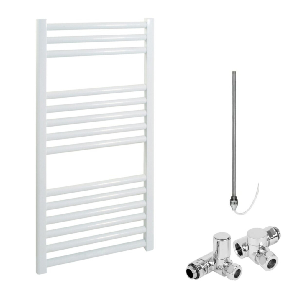 (40Cm, 80Cm) Bray Straight Or Flat Heated Towel Rail / Warmer, White - Dual Fuel, Electric 5056046207014