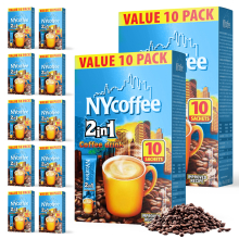 New York Coffee White 2-in-1 Sachets, 100 Count, Creamy Instant Coffee (700139)