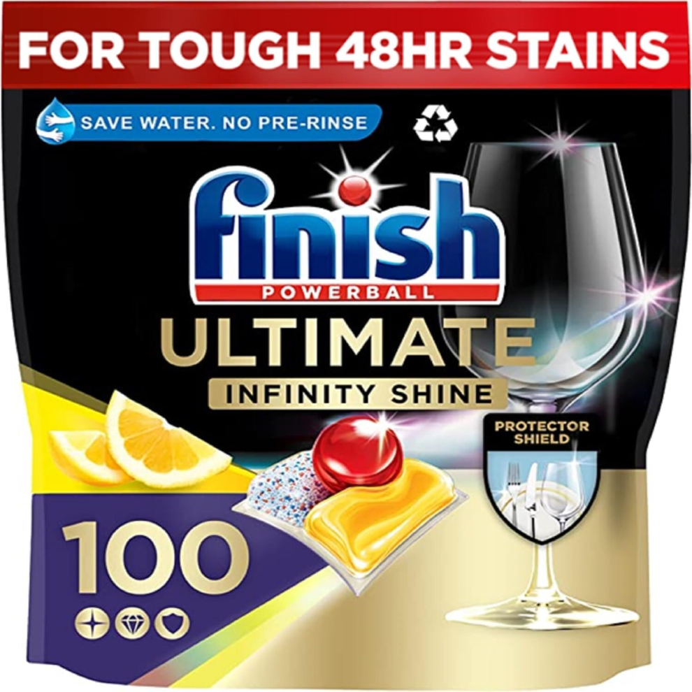 Finish Ultimate Infinity Shine Dishwasher Tablets, LEMON, 100 Dishwasher Tablets