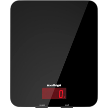 ACCUWEIGHT 201 Digital Kitchen Scales Tempered Glass Electronic Weighing Food Scale Backlit LCD Display Multifunctional Home Baking Cooking 5kg/11lb