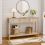 Living And Home 3 Drawer Rustic Wooden Console Table with Bottom Shelf 2
