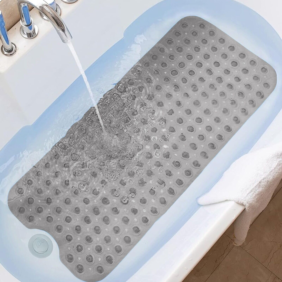 (Grey Mat, 70x38 cm) Extra Large Bath Mat Non Slip Strong