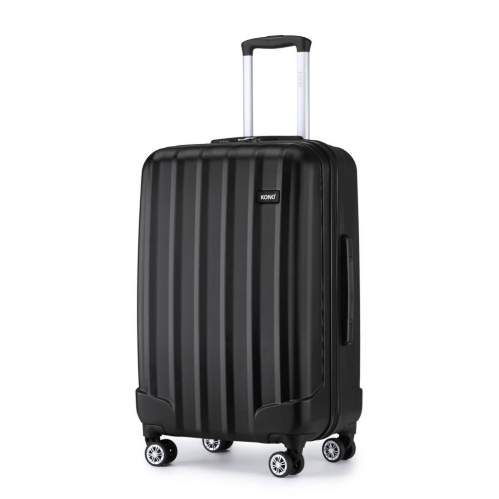 (24 Inch) Abs Hard Shell Luggage With 4 Spinner Wheels Business Trip Trolley Case Suitcase Black