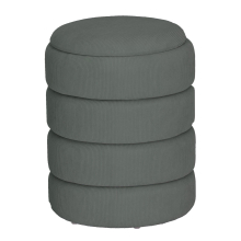 (Round Light Grey) Soft Velvet Ottoman Storage Pouffe Footstool Dressing Vanity Chair