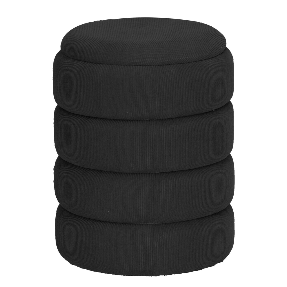 (Round Dark Grey) Soft Velvet Ottoman Storage Pouffe Footstool Dressing Vanity Chair