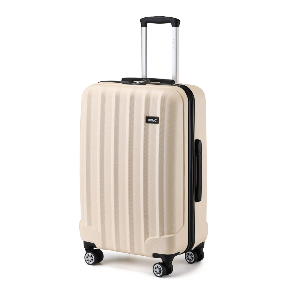 (19 inch) Kono Hard Shell Luggage Lightweight ABS with 4 Spinner Wheels Business Trip Trolley Case Suitcase - Beige