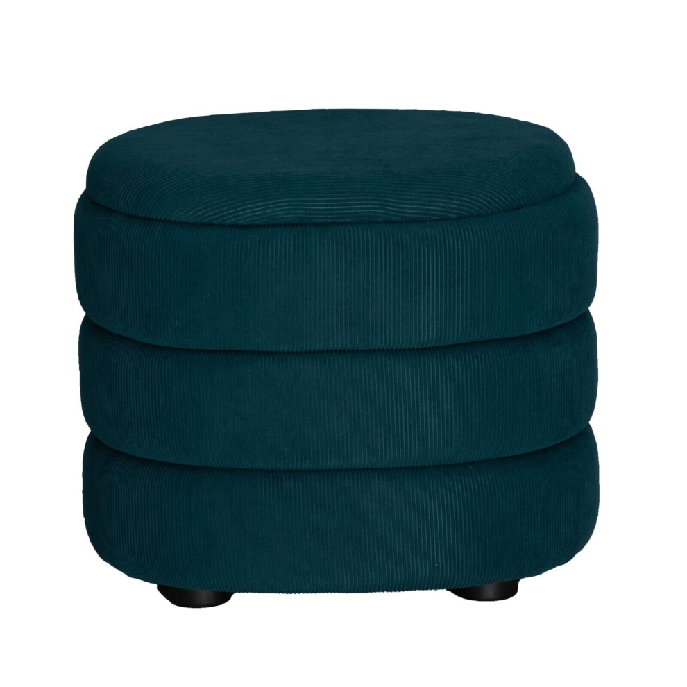 (Oval Teal Blue) Soft Velvet Ottoman Storage Pouffe Footstool Dressing Vanity Chair