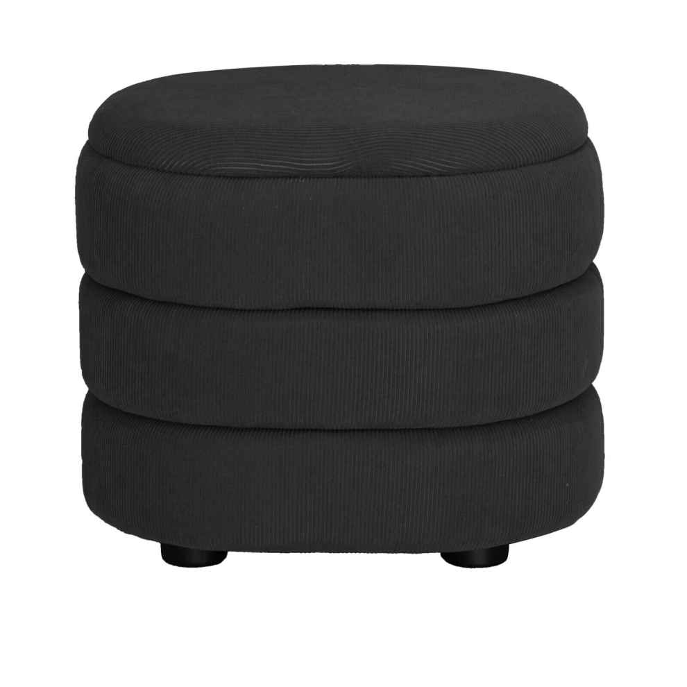 (Oval Dark Grey) Soft Velvet Ottoman Storage Pouffe Footstool Dressing Vanity Chair