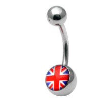 (United Kingdom) Flag Surgical steel Belly Bars