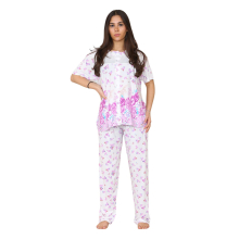 (Purple, L) Ladies Pyjama Set Short Sleeve Buttons Through Floral Soft Nightwear loungewear