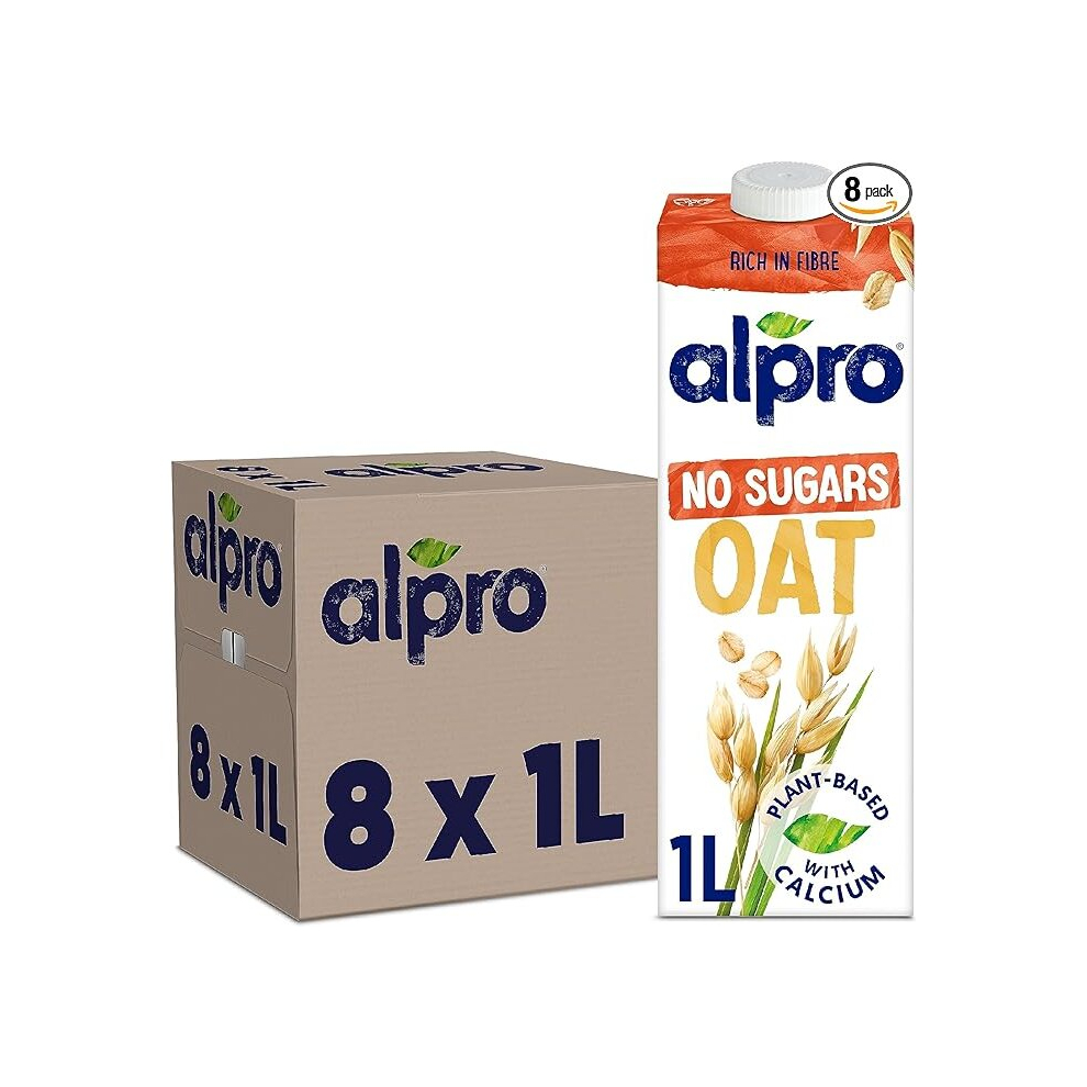 Alpro Oat No Sugars Plant-Based Long Life Drink Vegan & Dairy Free 1L (Pack Of 8)
